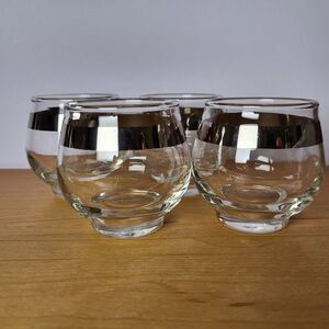 Vintage Libbey Silver Stripe Dorothy Thorpe Style Cocktail Glasses 4.5oz